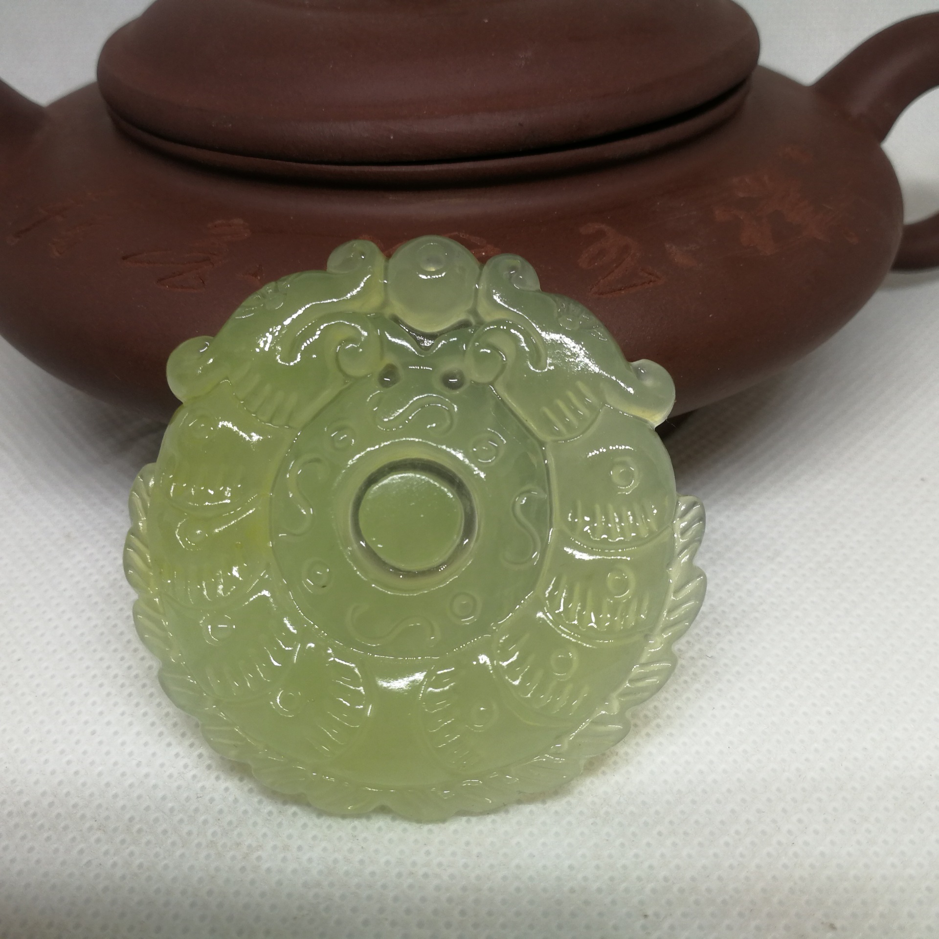 岫玉双龙戏珠玉璧 玉佩 玉环吊坠挂件单面工多款式批发可一件代发