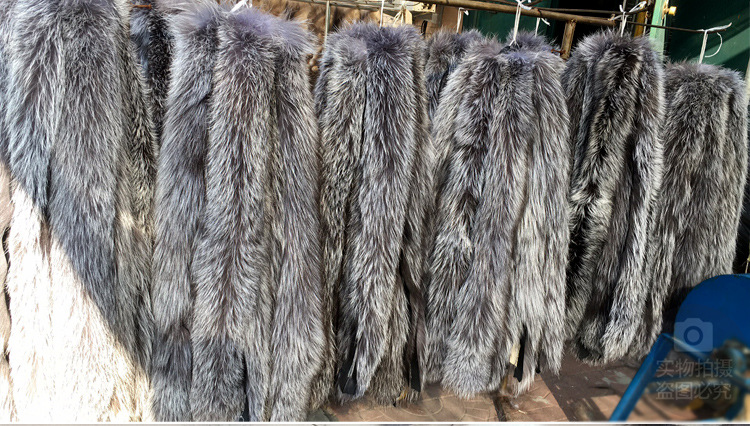 厂家直销银狐毛领整皮狐狸毛领玄狐帽领服装辅料配饰批发定做