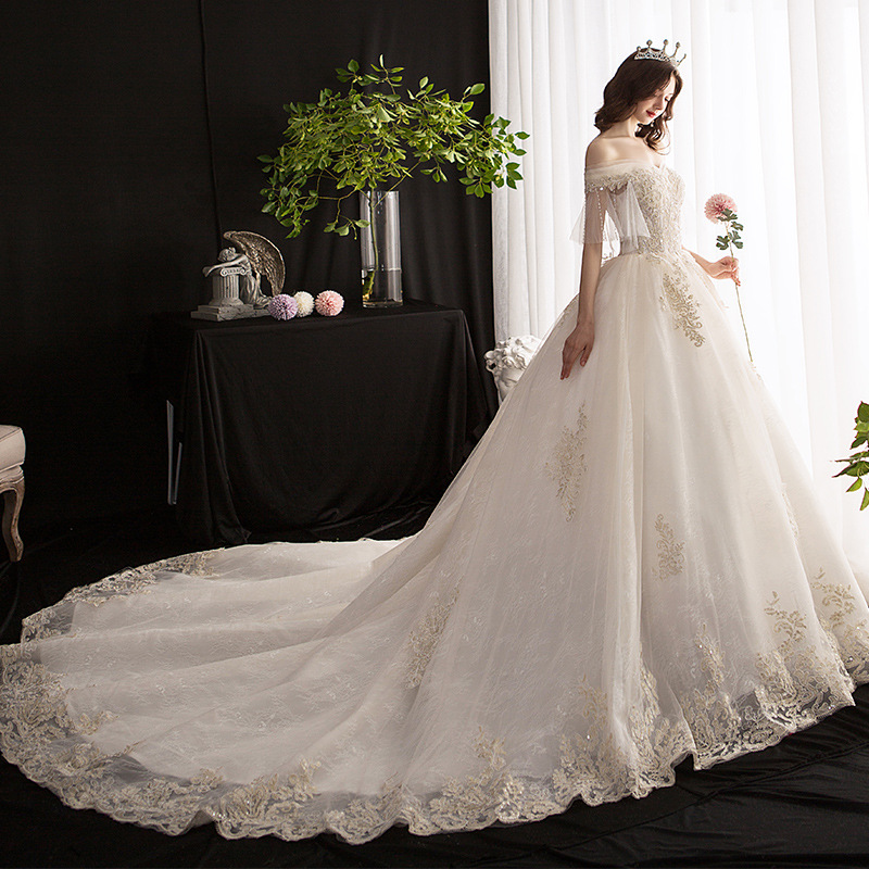 蓬蓬裙女2020新款夏季高腰新娘遮孕肚大码韩版大肚子拖尾孕妇婚纱