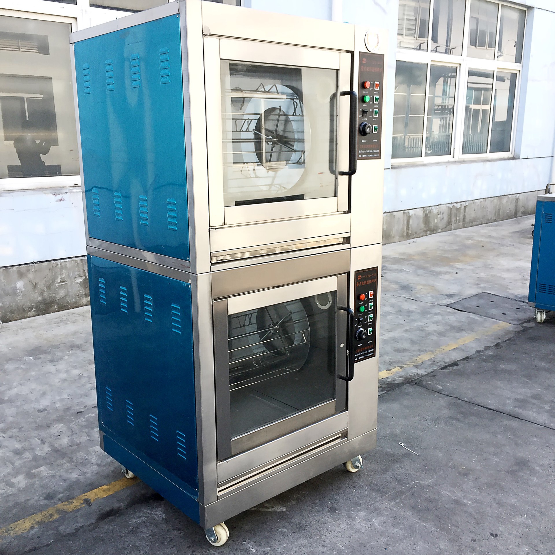 研麦双层电烤炉 大容量旋转烤鸡炉 201型钢叉式烤禽炉烤鸡翅炉