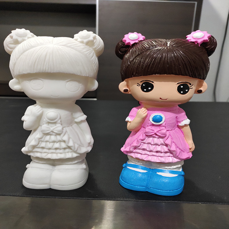 厂家批发石膏彩绘娃娃白坯涂色搪胶模具白胚儿童手工地摊diy玩具