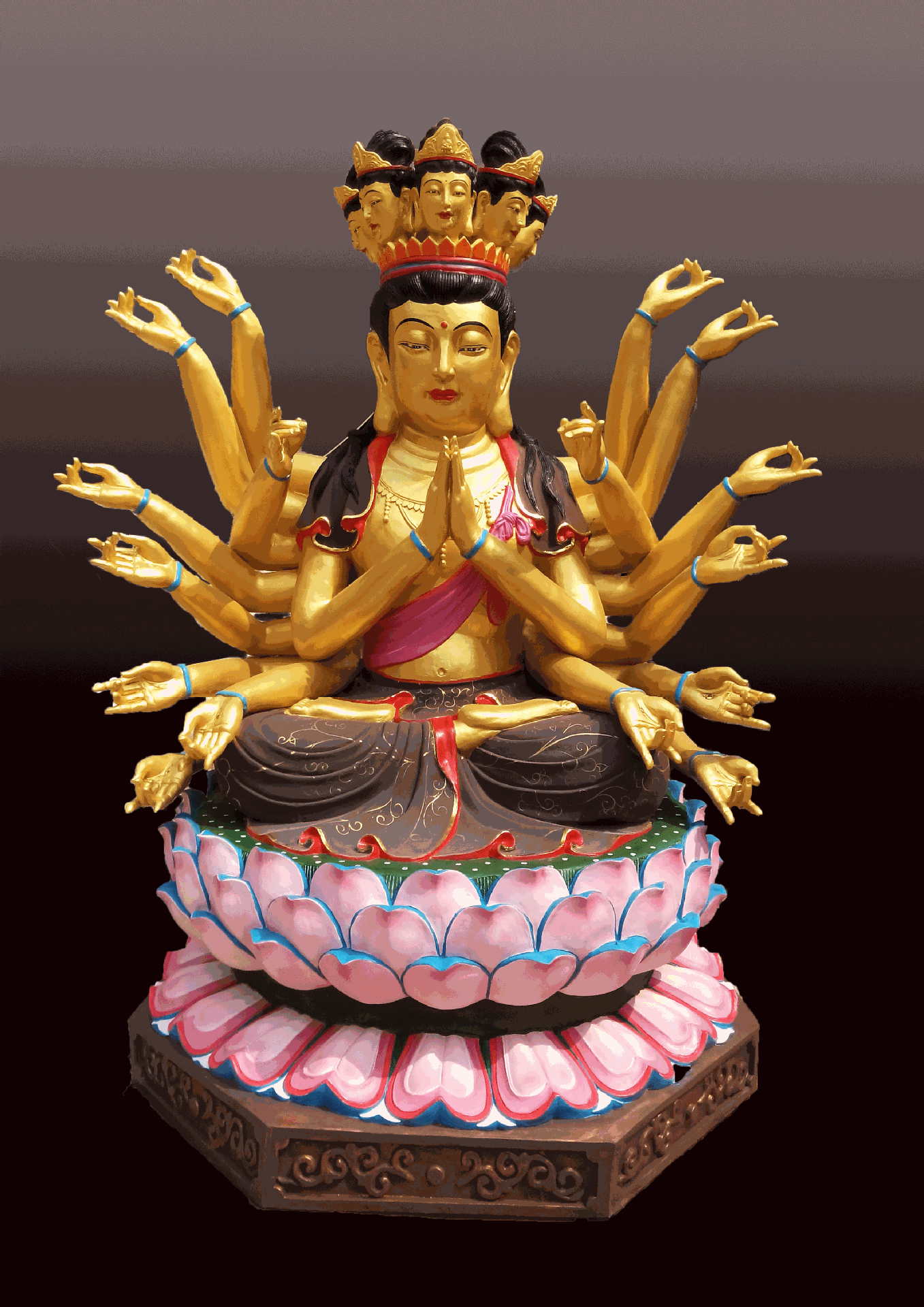 千手观音菩萨千眼千臂观音佛像树脂玻璃钢彩绘贴金河南佛像厂