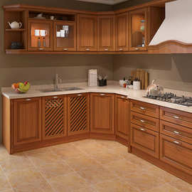 橱柜烤漆门板整体厨房实木橱柜免拉手 厨房厨柜柜体吊柜橱柜定 制