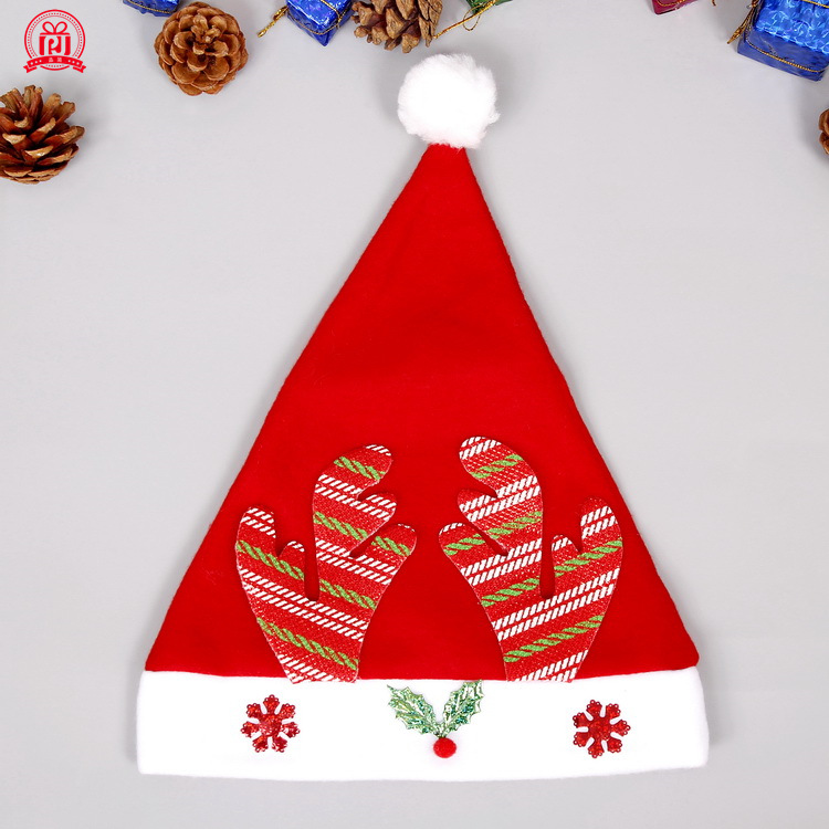 Christmas Decoration Supplies Hat Brushed Christmas Hat Children's Pattern Antlers Hat Wholesale Factory Wholesale