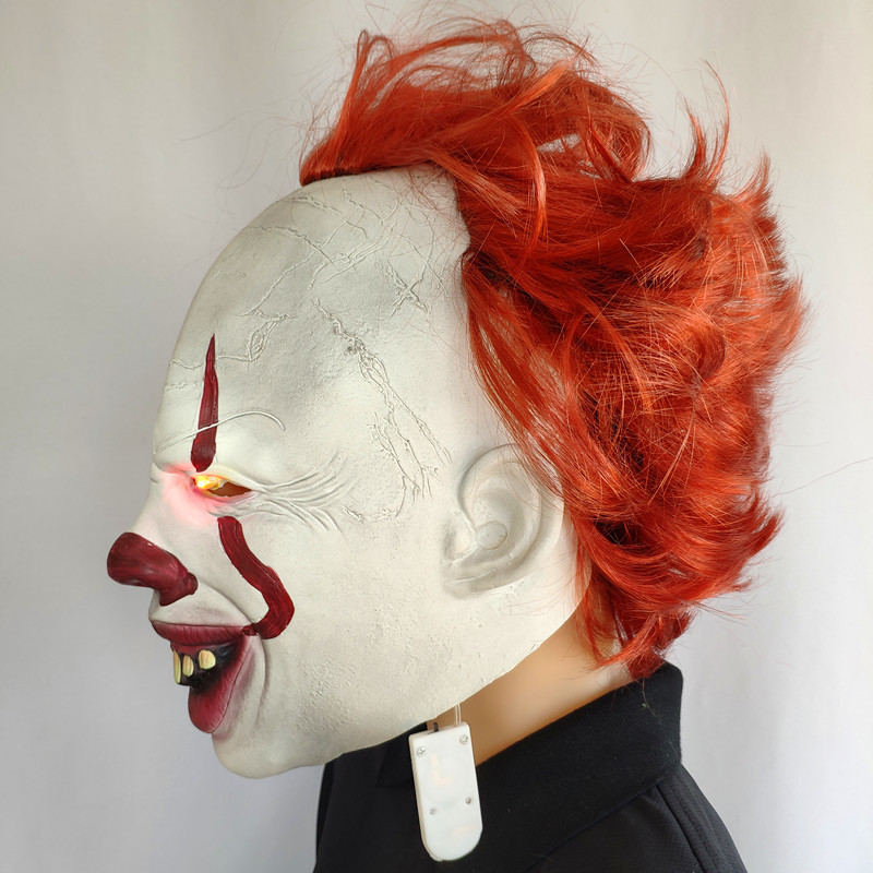 电影小丑面具万圣节狂欢节发光小丑回魂乳胶头套pennywise mask新