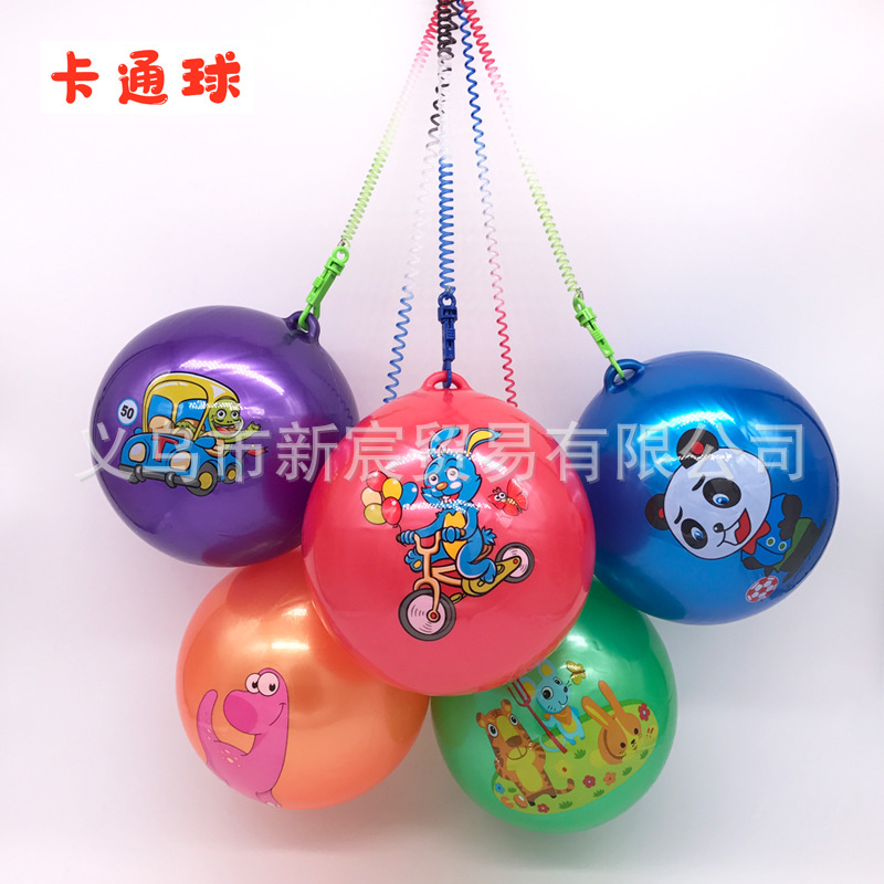 Large Children's Inflatable Toy Elastic Chain Hanging Ball Football Cartoon Watermelon Ball Children's Fun Game Ball