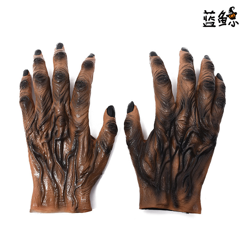 万圣节化妆派对道具整蛊恐怖丧尸血手套cosplay魔鬼搪胶手套批发