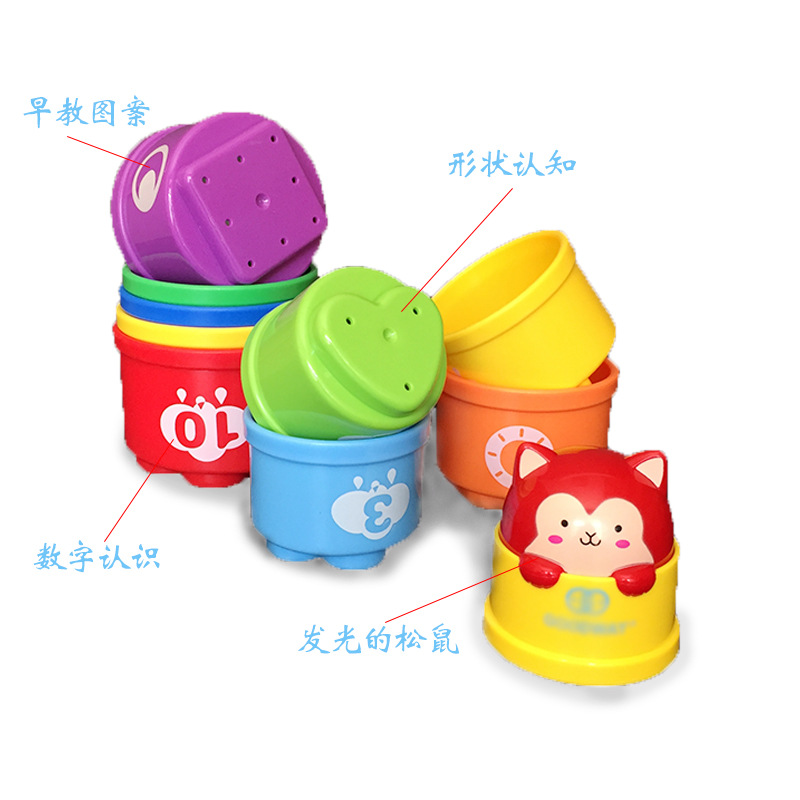 Gu Yu Stacked Cup Rainbow Tower Baby Early Childhood Education Baby Toys 1-3 Years Old Children's Ring Throwing Cup Set Jenga