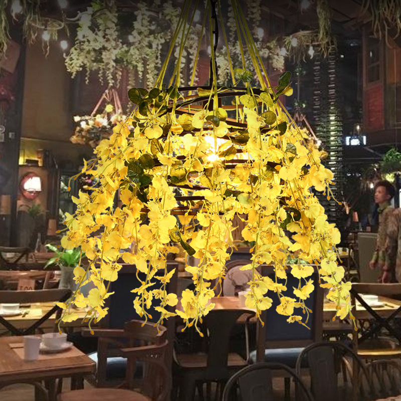 Walnut Music Restaurant Chandelier Simulation Plant Flower Music Dining Bar Chandelier Bar Pub Creative Chandelier