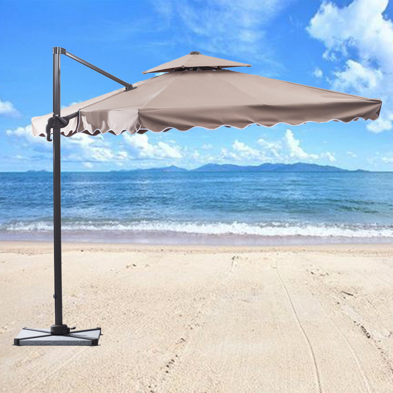 休闲沙滩伞 铝合金双顶罗马伞户外庭院伞 方形户外遮阳大伞定制