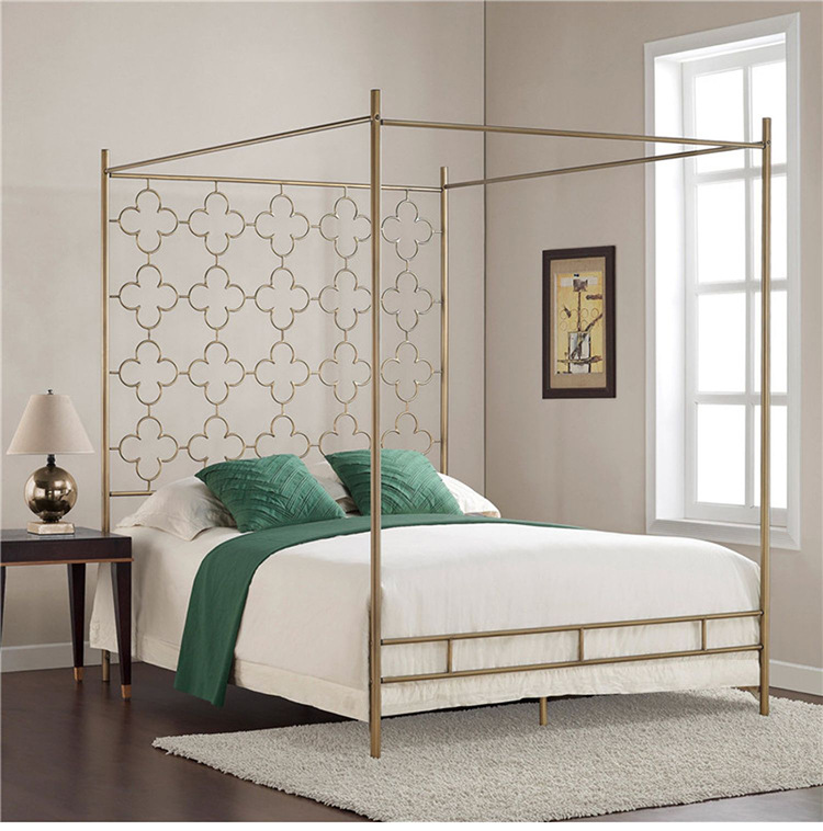 欧式铁艺床双人公主床1.8米1.5轻奢ins网红铁艺床简约单人铁架床