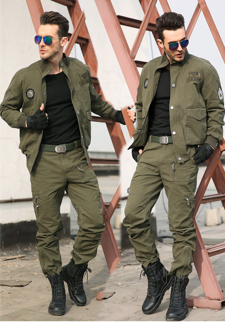 飞行员夹克男空军美式工装军事风军绿色休闲立领港味外套军装春秋