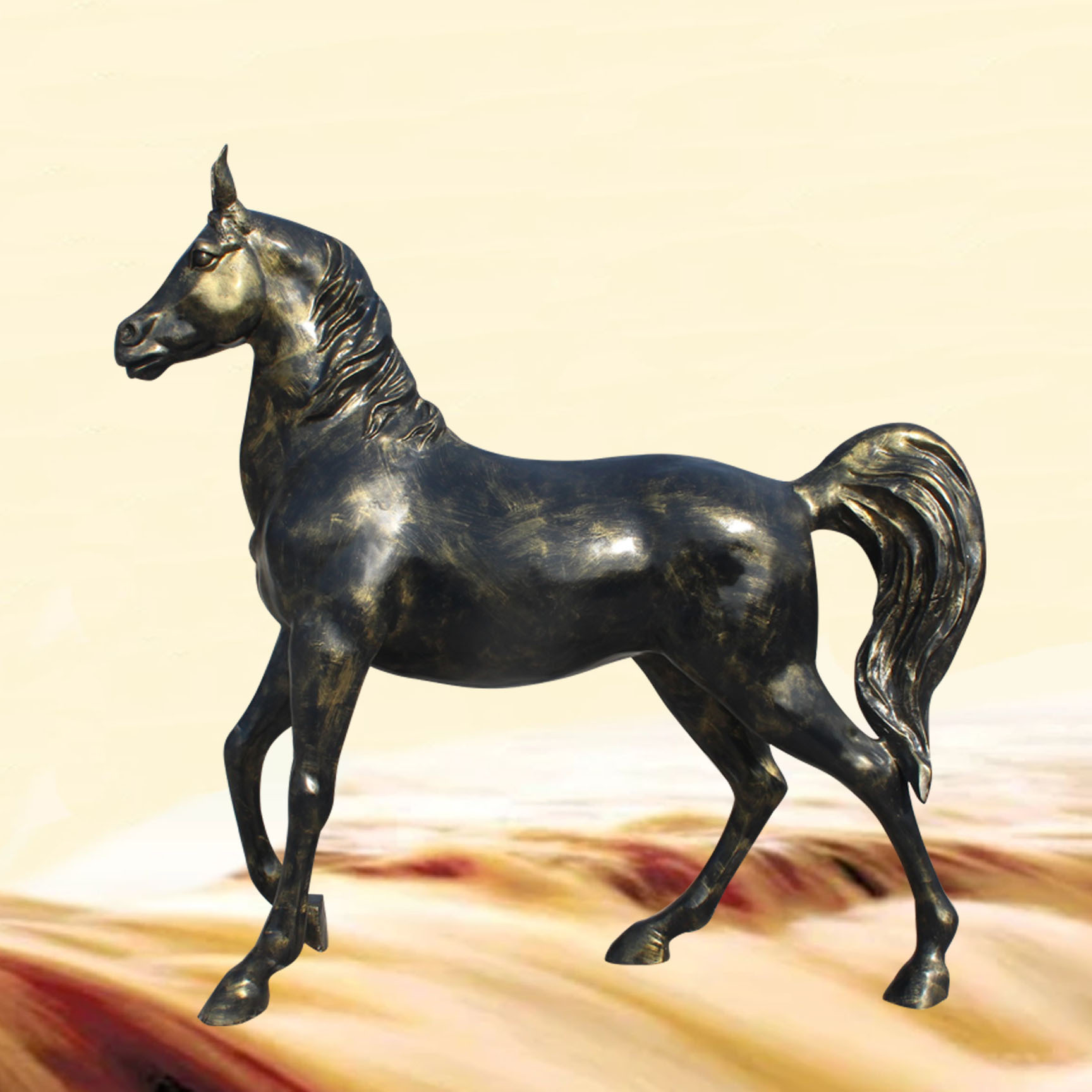 现货户外防铜玻璃钢动物马大型工艺品雕塑广场落地装饰摆件