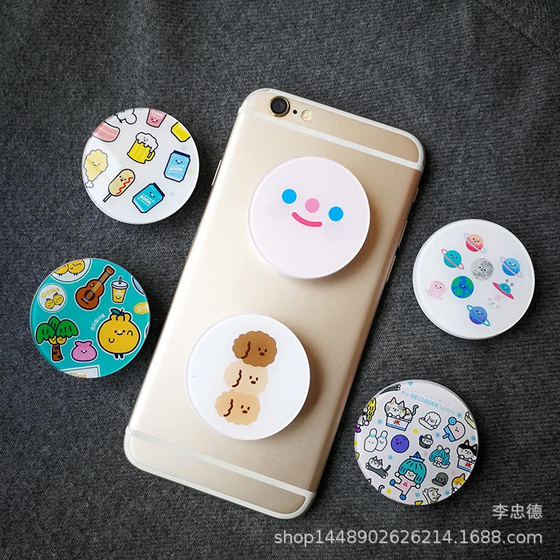 ins可爱笑脸韩版trf网红可爱家族亚克力片手机壳气囊伸缩支架饰品