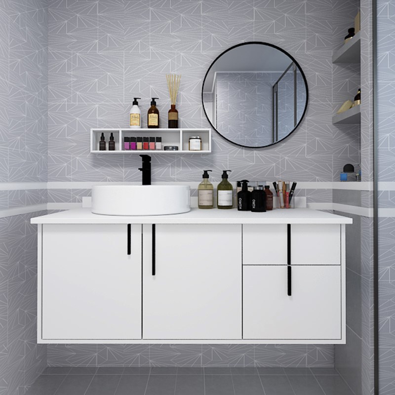 现代简约轻奢浴室柜洗脸洗手盆柜组合卫生间洗漱台大理石挂墙式