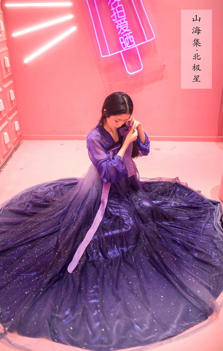 新款中国风北极星汉服女星空系列齐胸襦裙古装清新日常仙女飘逸夏