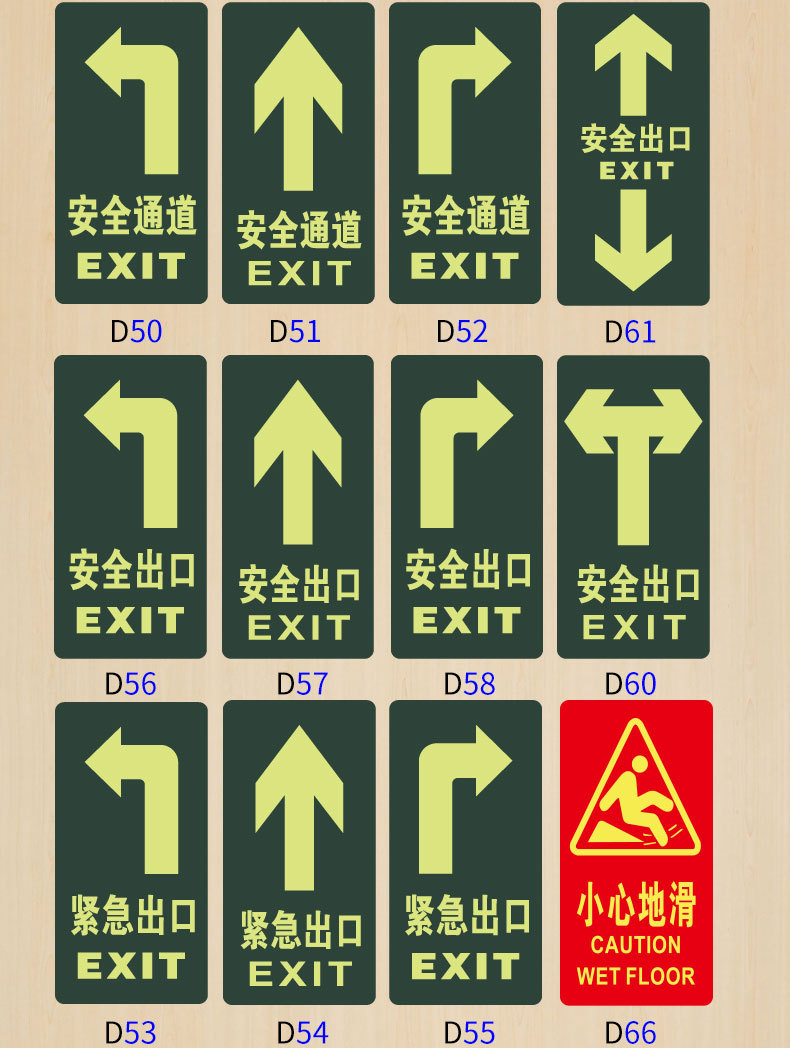 pvc安全出口标识自发光地贴 疏散指示夜光地贴 量大从优-阿里巴巴