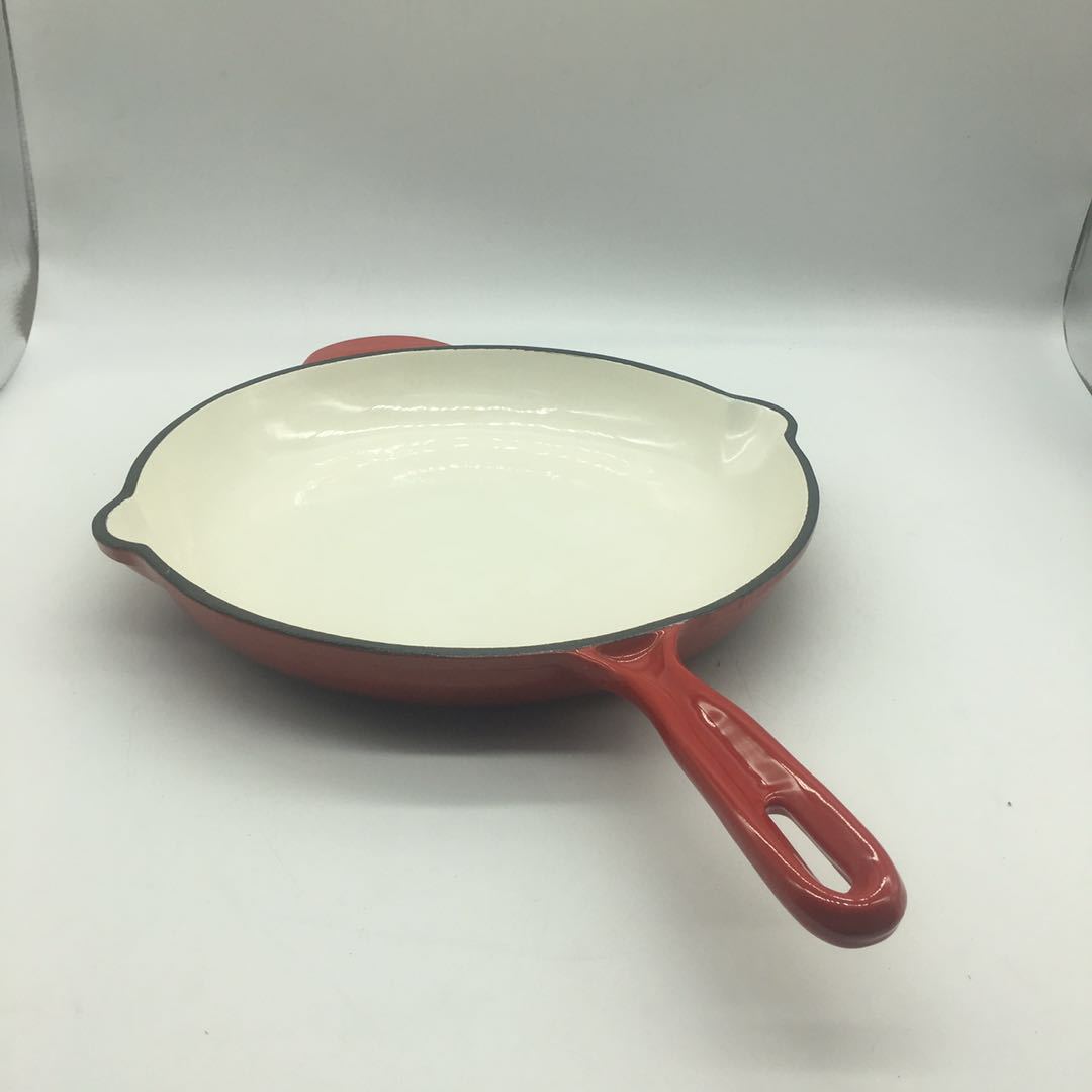 厂家直销珐琅锅圆形珐琅煎锅搪瓷平底锅煎蛋锅铸铁珐琅煎锅