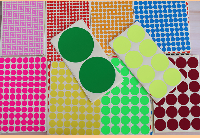 批发混色彩色圆点不干胶标签圆形颜色贴纸手写自粘标签分类贴纸