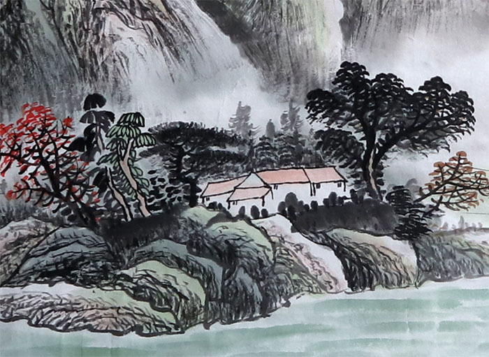 聚宝盆山水画国画客厅装饰挂画春景秋景山水小六尺 免费题款jl48