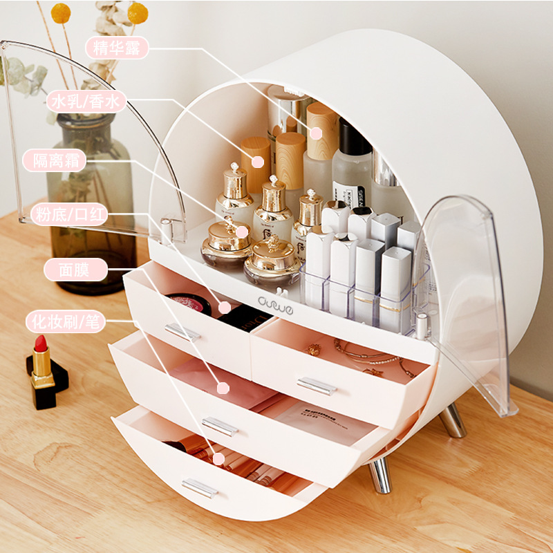 Household Products Cosmetics Storage Box Desktop Dustproof Lipstick Rack Dressing Table Drawer Style Rack Plastic Wholesale