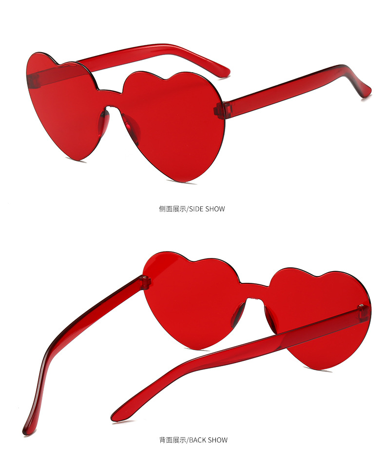 跨境欧美潮流爱心太阳镜果冻色连体墨镜女个性街拍太阳眼镜批发
