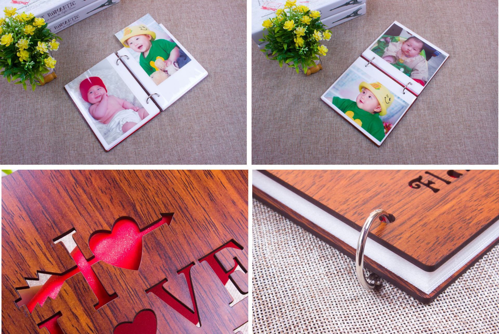 6寸插页式创意相册 影楼影集相册本 diy相册木制 厂家定制