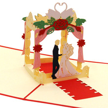 新婚婚礼殿堂3D立体贺卡请柬邀请函祝福卡纯手工镂空纸雕厂家定制