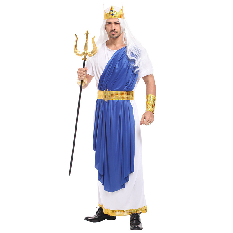 跨境出口外贸款衣服 成人男埃及法老服饰 海神波塞冬表演服演出服