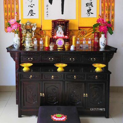 供桌供台家用实木供佛桌神台神桌老榆木贡桌套柜条案佛龛佛台批发
