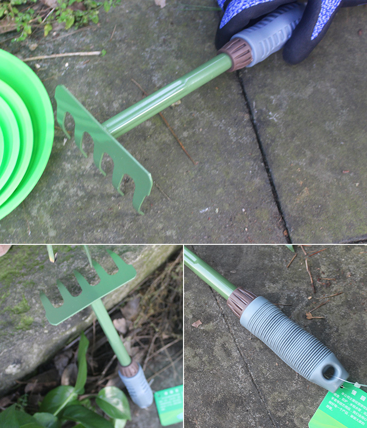 批发园艺工具五齿耙子松土搂草草耙子盆栽挖土家用铁钉耙种菜