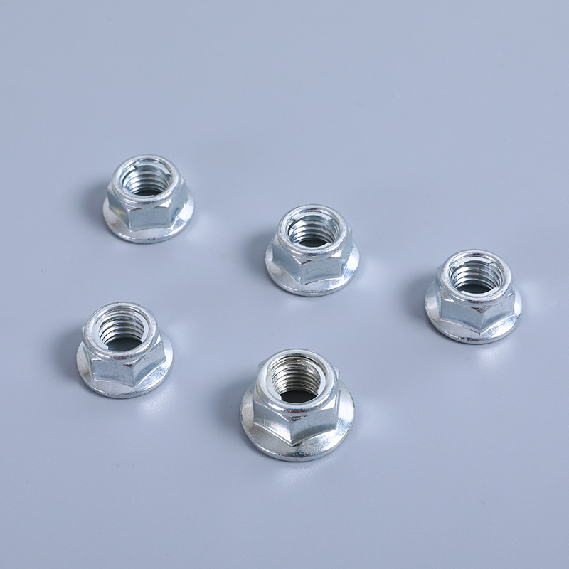 现货六角法兰自锁螺母 自锁螺帽 防止松动 铁片自锁 盖型国标螺母