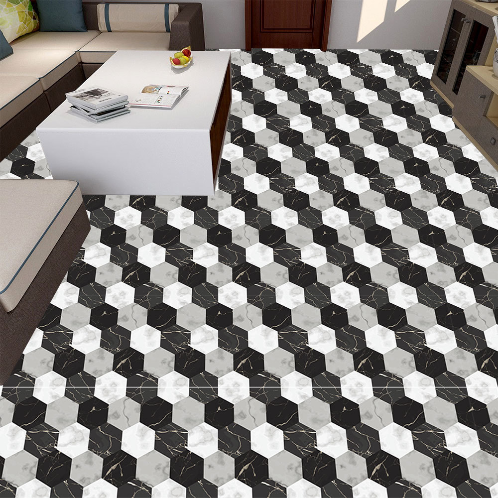 db144立体六边形正方形自粘瓷砖贴装饰防水防滑覆膜墙贴地板贴