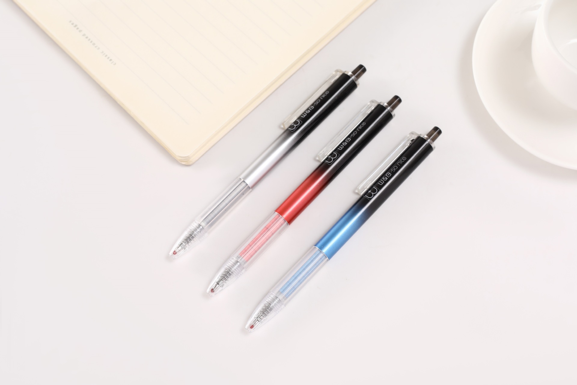 万帮优品3803子弹头按动中性笔2支装0.5mm易书写顺滑大容量