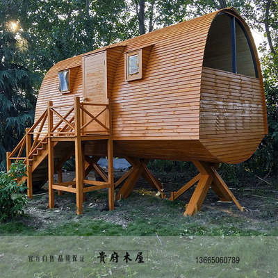 防腐木户外木屋组装小房子实木岗亭农家乐室外民宿移动公园售货亭