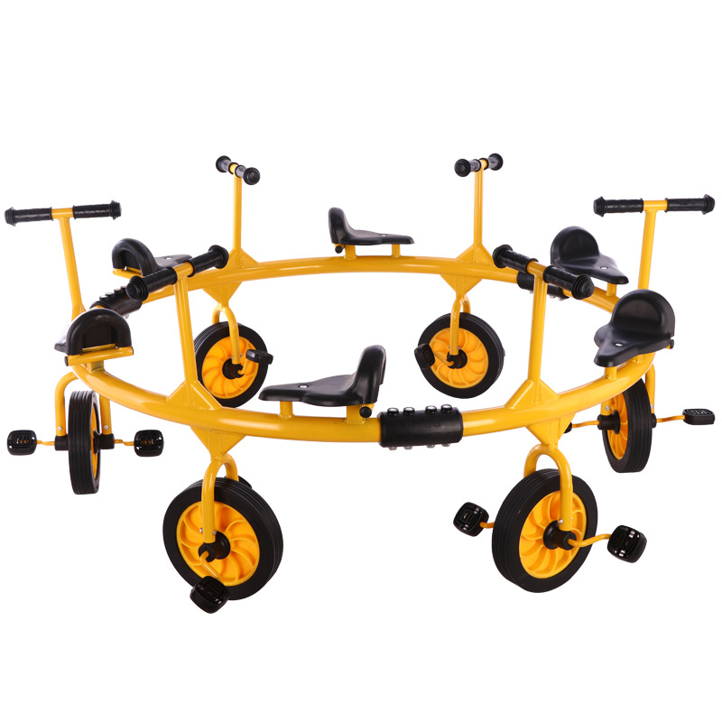 幼儿园旋转脚踏车四人六人八人转转车4-68人幼教三轮车户外玩具车