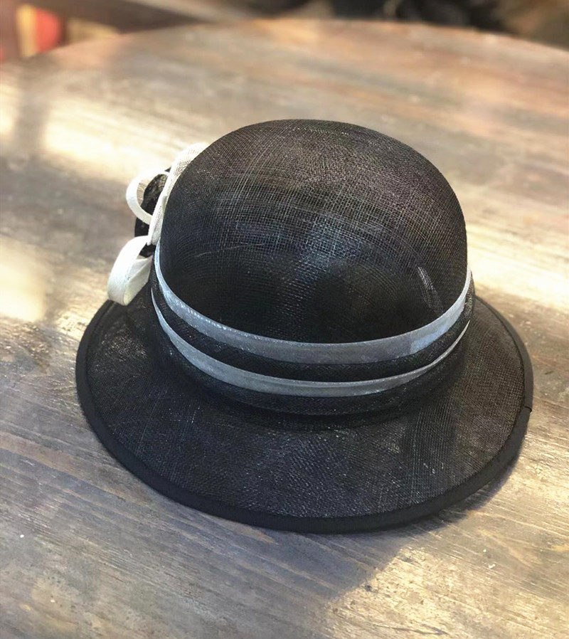 华巧 春夏菲律宾麻纱帽子女 夏天凉帽 优雅手工花朵防晒庶阳帽子