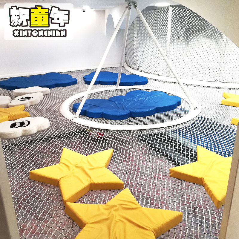 儿童室内攀爬彩虹网 游乐设备室内爬网定制设计 手工编织彩虹网