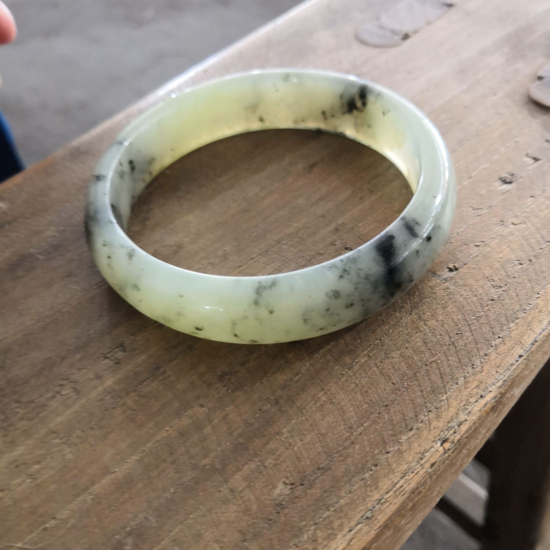 辽宁岫玉手镯水沫玉水墨飘花冰种镯子 女款老坑料蛇纹石玉镯