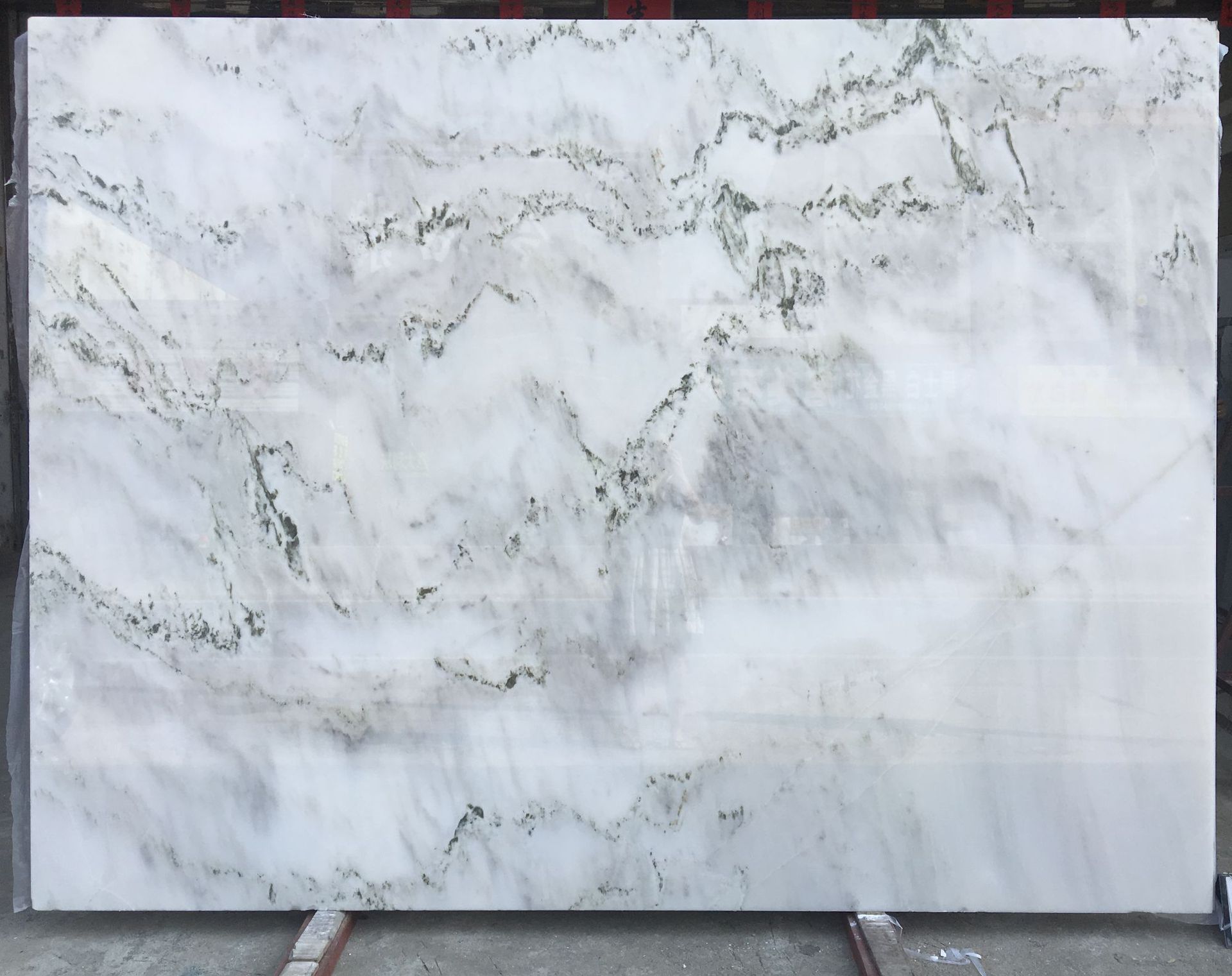 新中式别墅背景墙天然山水画大理石 天然山水纹石材客厅装饰