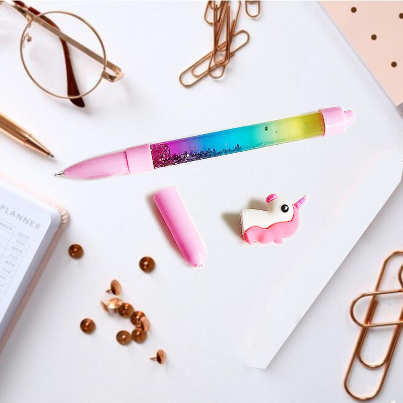 网红流沙文具笔卡通图形学生书写笔创意魔法炫彩中性黑字笔0.5mm