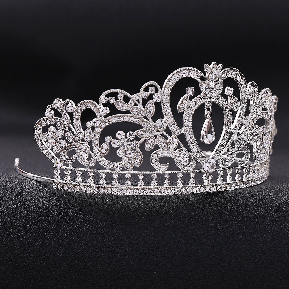 韩式简约镶水钻公主王冠镂空爱心皇冠 新娘礼服发饰配饰厂家直销