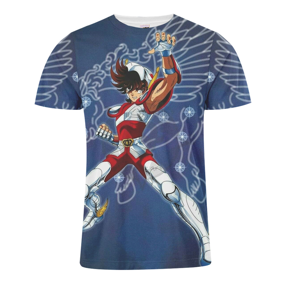 男女情侣t恤数码印花热血动漫圣斗士星矢紫龙数码印花短袖