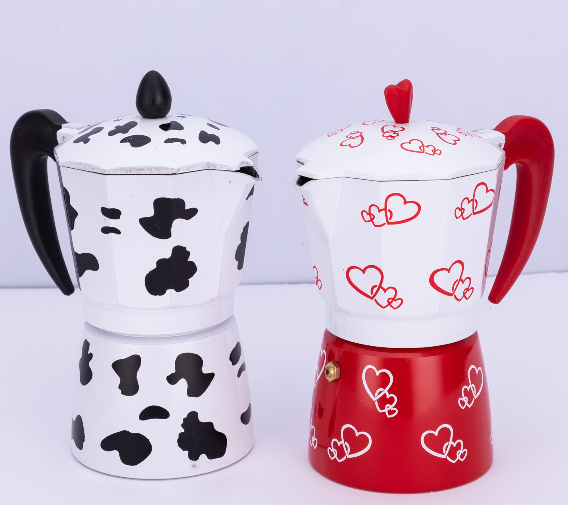 [Ma Yi Coffee] Aluminum Coffee Pot Moka Pot Cow Color Spraying Coffee Pot Italy Electric Coffee Pot