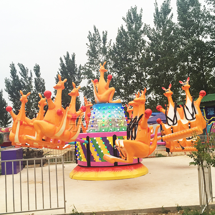 2019儿童旋转升降弹跳机袋鼠跳户外游乐设备广场电动弹跳鼠玩具机-阿