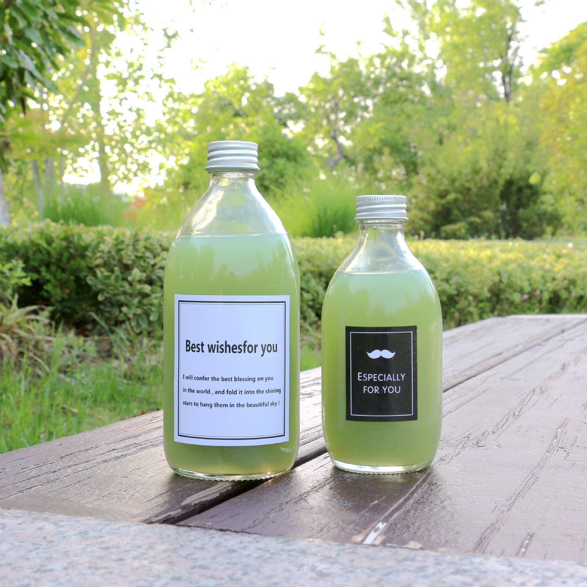 新款300ml饮料果汁瓶玻璃咖啡瓶 铝盖矿泉水瓶500ml创意装饰瓶