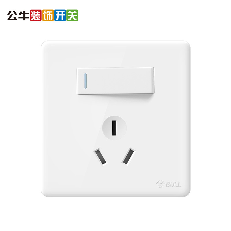 公牛开关插座官方店86型大面板家用电源插座一开3三孔g28e204白