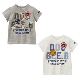 (特价)miki夏款中小男女儿童学生全棉日系DB字母印花徽章短袖T恤