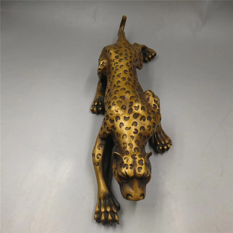 古玩杂项批发仿古做旧铜豹子摆件金钱豹家居装饰工艺品