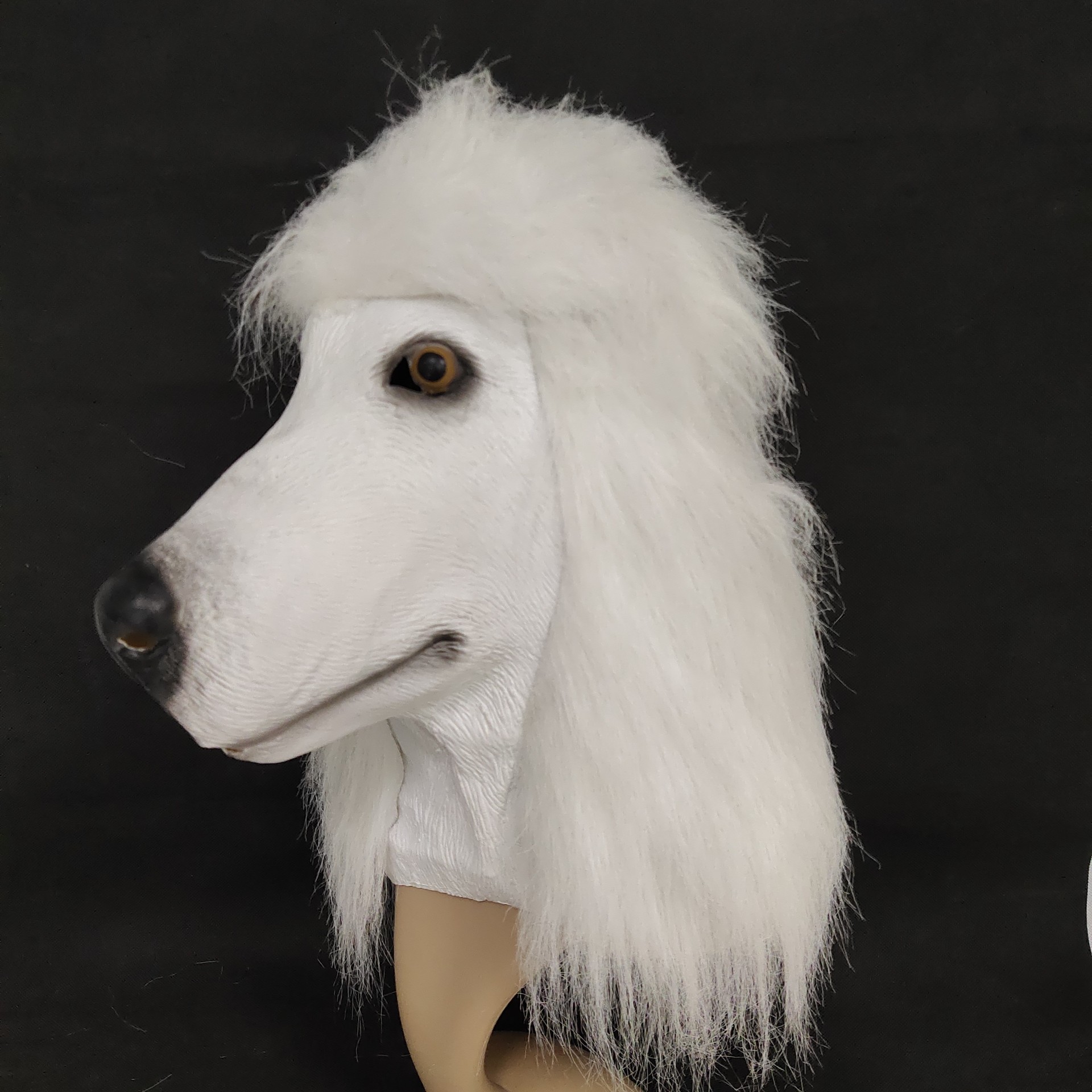 热销贵宾犬面具动物狗乳胶头套万圣节狗头化妆派对道具厂家直销